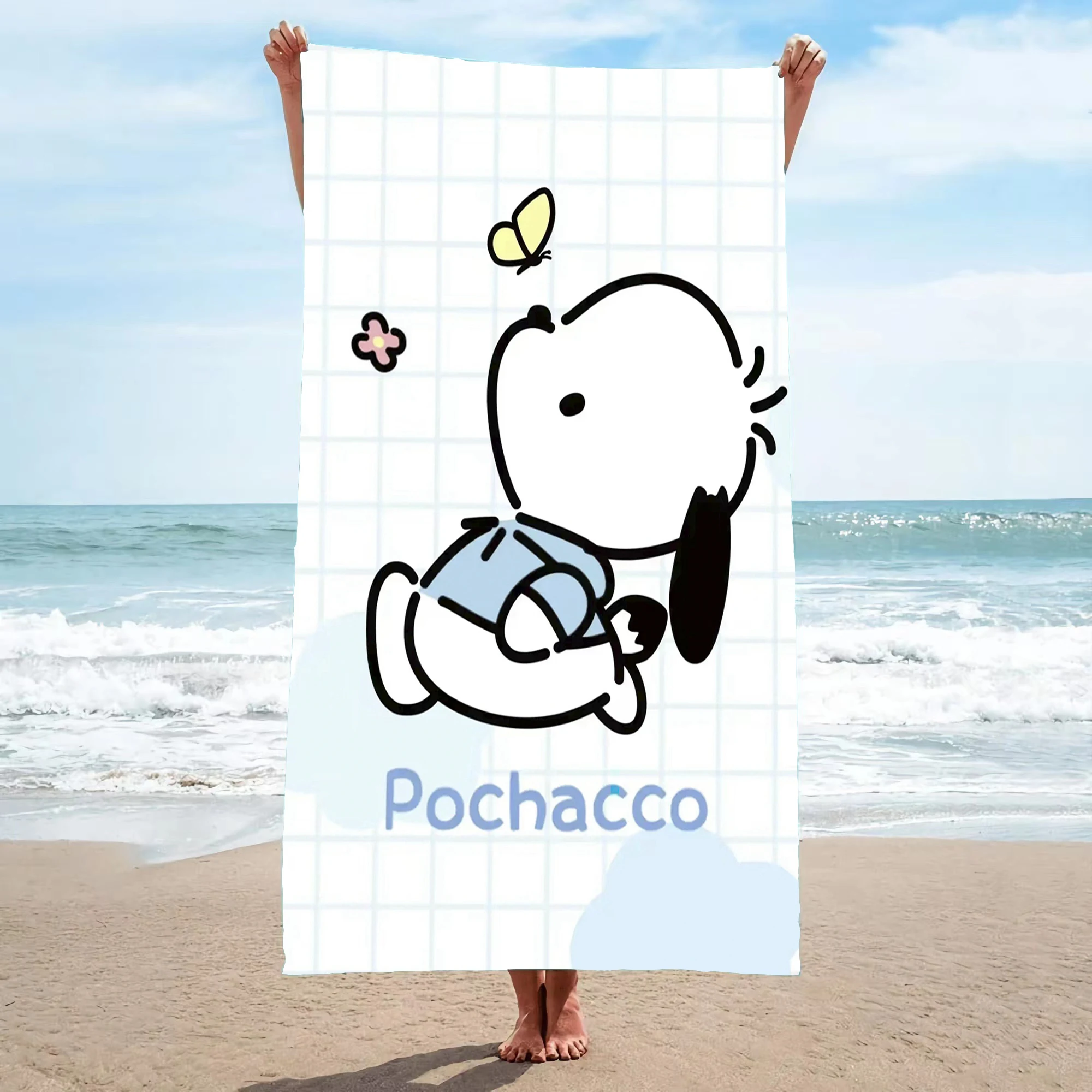 

Pochacco Beach Towel Pacha Dog Cute Sanrio Cartoon for Women Soft Towels Shower Microfiber Travels Picnic Pool Supplies