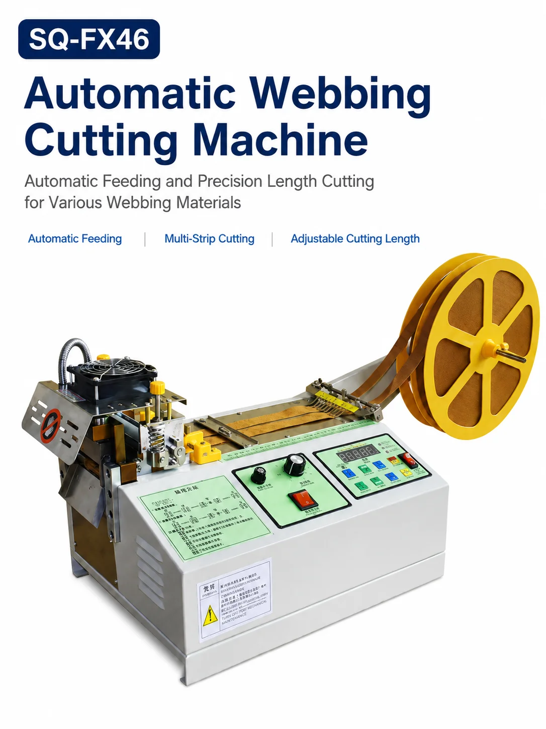 Automatic Webbing Cutting Machine 95 mm Width 1-99999.9 mm Length 120-240 Pcs/min 700 Mm/s for Ribbon Tape Belt