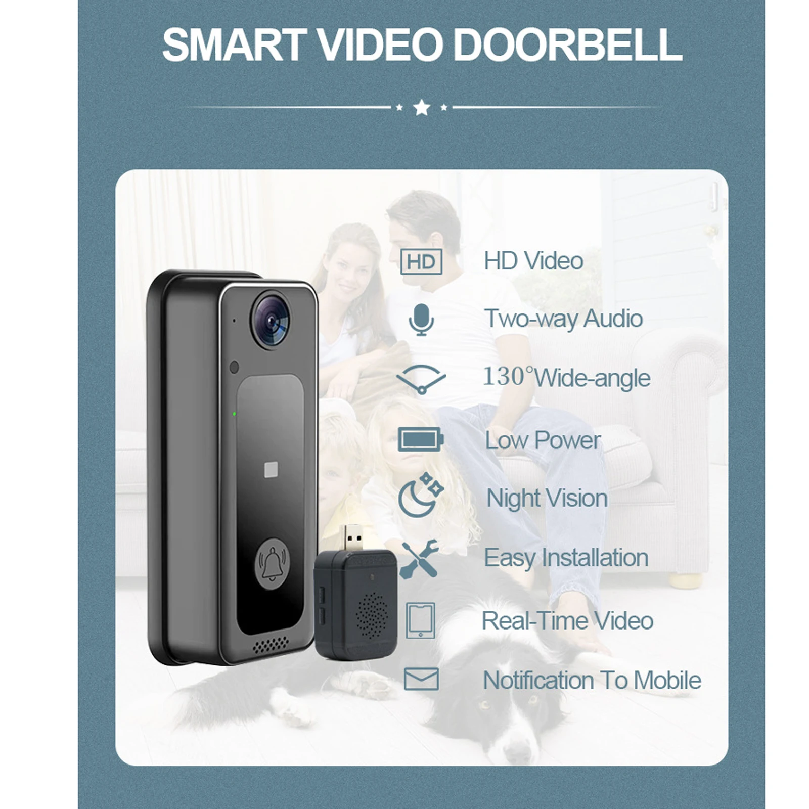 WiFi Video Doorbell Ring Wireless Outdoor Camera Monitor NightBundle Blink Front Security Battery Waterproof For Home Apartment