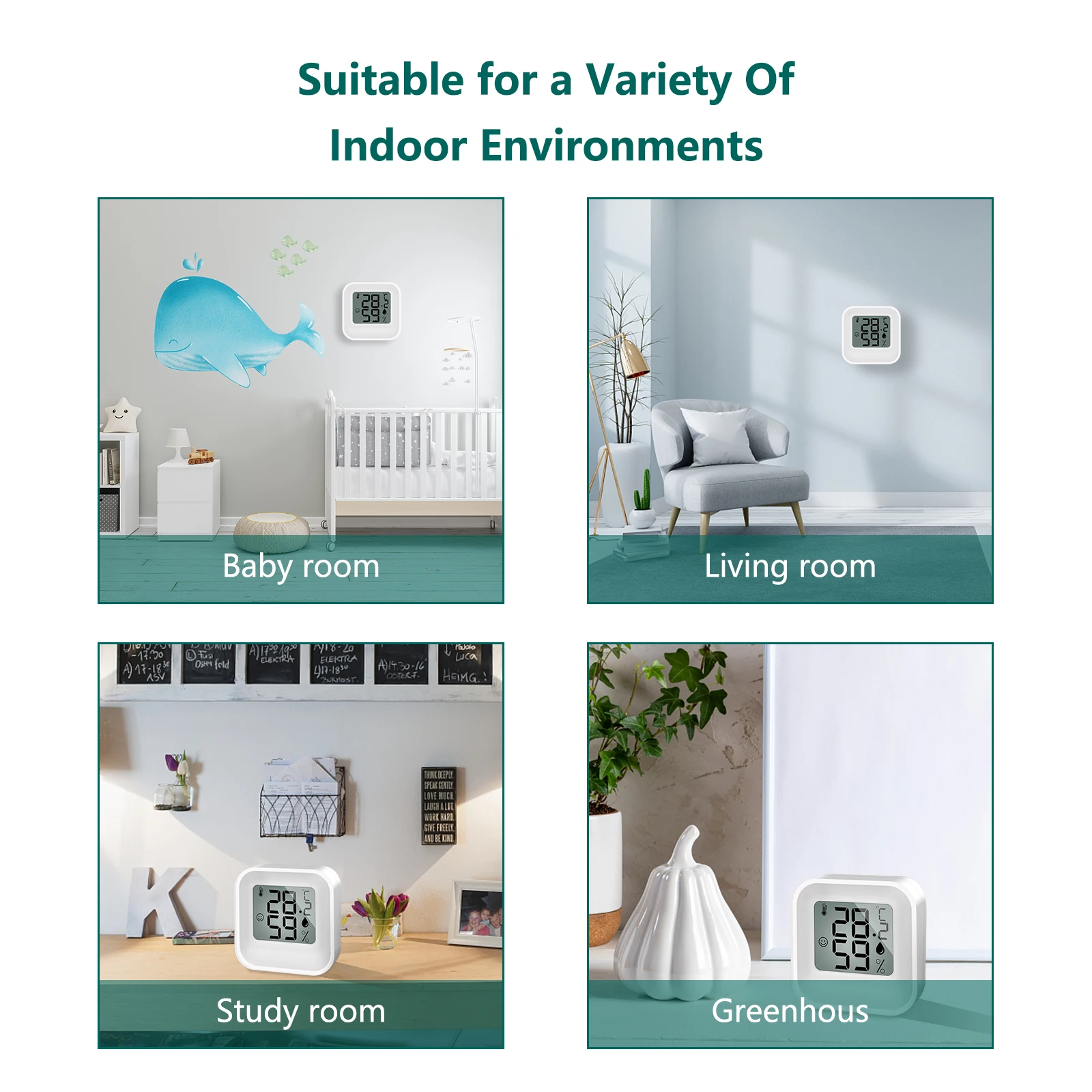 6 قطعة ميزان الحرارة الرقمي LCD الرطوبة داخلي صغير الإلكترونية درجة الحرارة مقياس الرطوبة الاستشعار محطة الطقس للمنزل #5