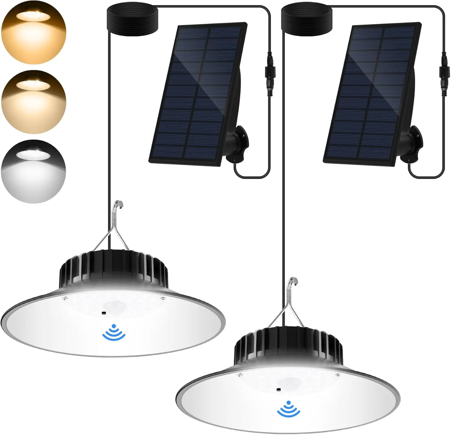 

Outdoor Solar Pendant Light with Motion Sensor Indoor 3 Colors LED Hanging Lights for Garden Balcony Patio Waterproof Shed LIght