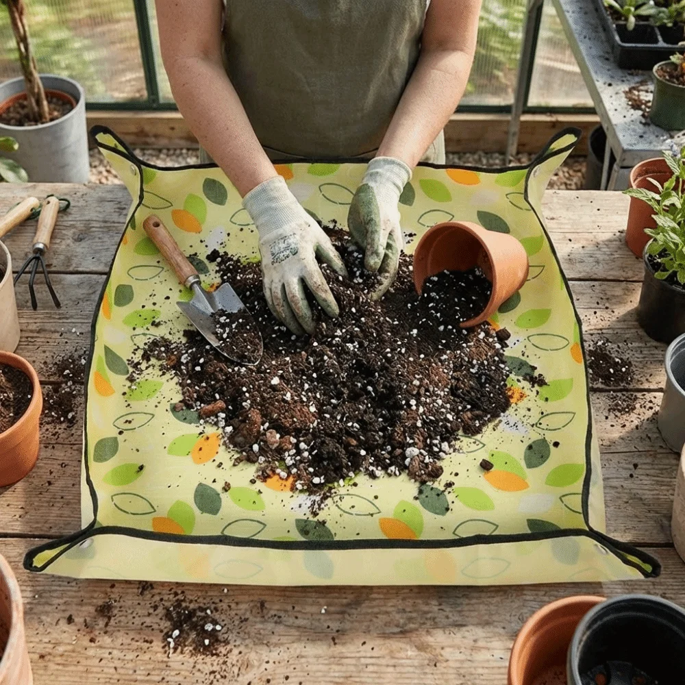 Planting Tools Thickened Planting Mat Waterproof Oxford Cloth Gardening Mat Portable Foldable Soil Mixing Mat Succulents