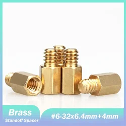 10~500pcs Male to Female Brass Spacer UNC 6#-32x6.4+4mm Hex Brass Standoff Spacer Pillar for PC Motherboard