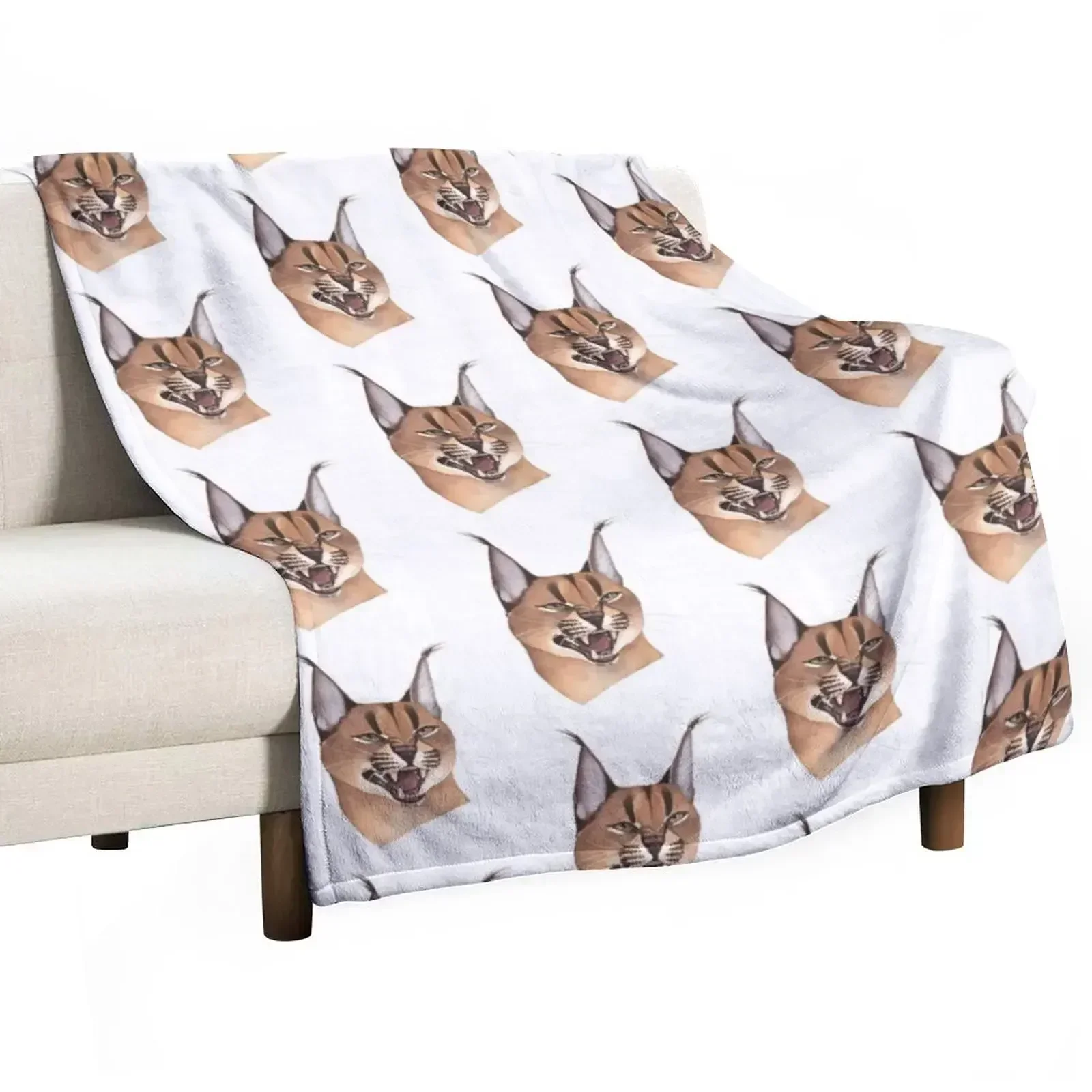 Caracal cat Throw Blanket Faux Fur Soft Warm Blanket for Bed