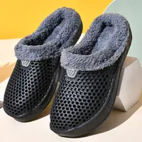 Zapatillas de algodón para hombre y mujer estilo pareja, zuecos gruesos de terciopelo cálidos para invierno, zapatos de mula