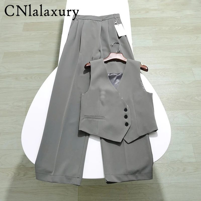 CNlalaxury Women Spring Vests Coats 2022 Casual Fashion V-Neck Single Breasted Female Elegant OL Waistcoat Vest Clothing