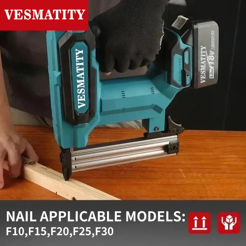 VESMATITY 100-Nail Heavy Nailer Cordless Nail Gun for Flooring Shelving DIY Wood Projects for Makita Battery Pro Turbo Max