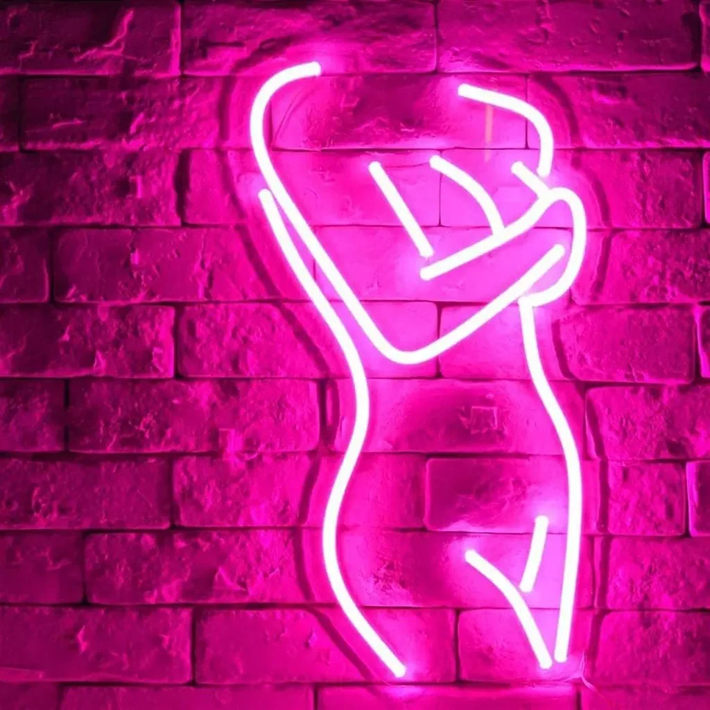 China Custom Neon Light Sign Sexy Lady Goddess Back  Led Neon Wall For Bar KTV Adult Shop Decoration