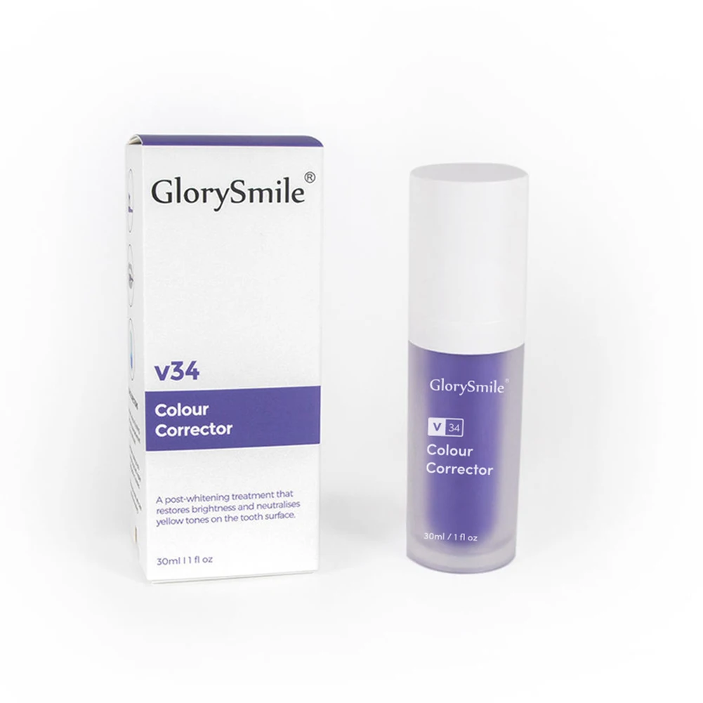 2 Bottles Purple V34 Colour Corrector Serum Dental Teeth Brighten Whitening Paint Gloss Essence Oral Hygiene Mousse Toothpaste