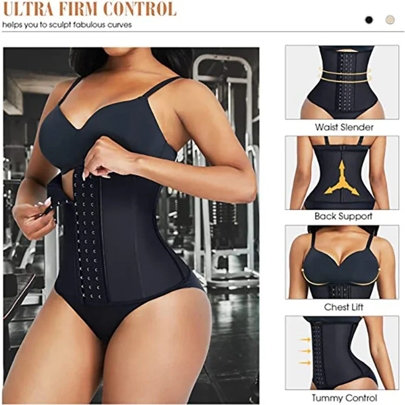 Fajas Colombians Girdles Waist Trainer Cincher Long Torso Body Shaper Women Slimming Belly Sheath Shapewear 9 Steel Bones Corset