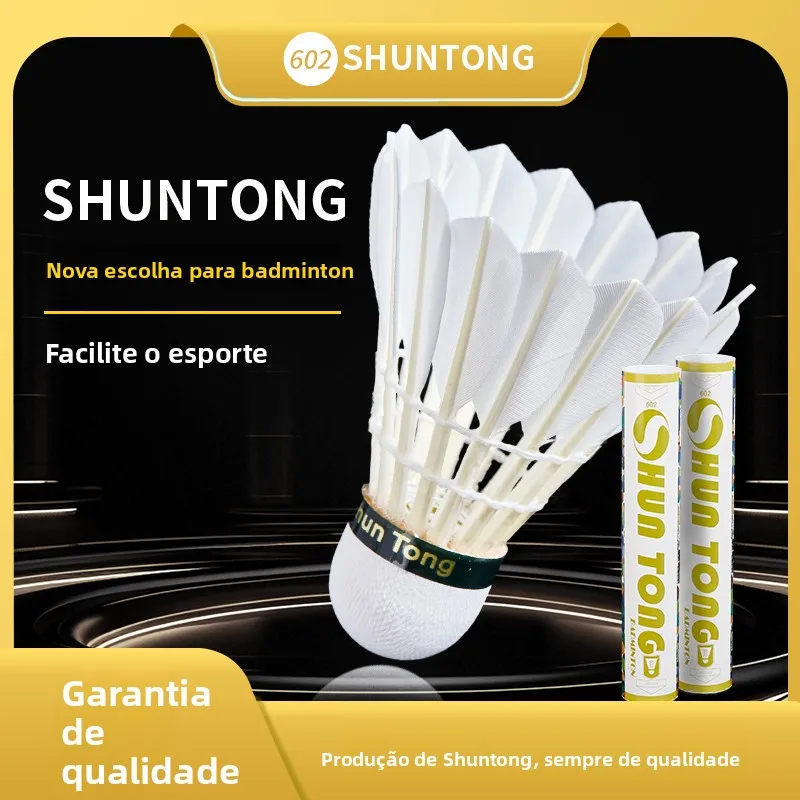 shuntong-badminton-shuttlecocks-602-duck-feather-training-club-competition-flight-stability-good-professional-grade