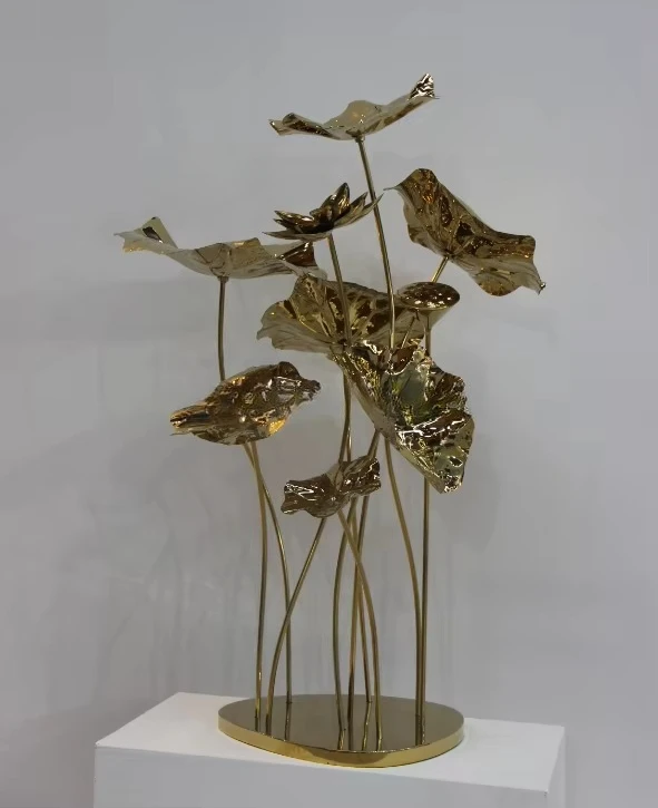 Garden Decoration Stainless Steel Sculpture Lotus Art Outdoor Ornament