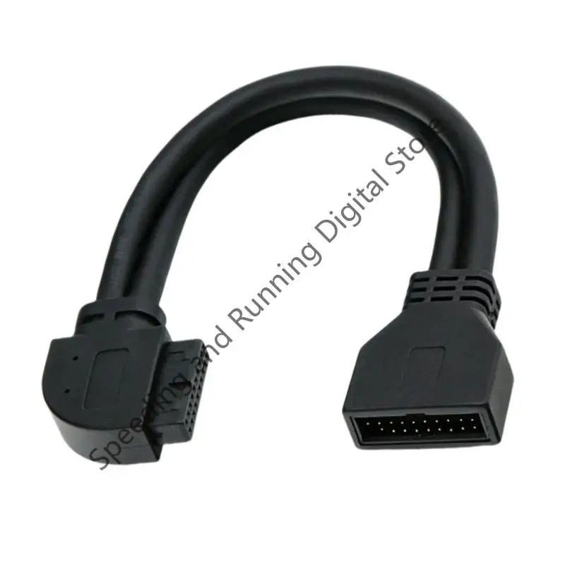 Cotovelo frontal do chassi de alta velocidade, 25cm, 90 graus, 20 pinos, 19 pinos, cabo de extensão, placa-mãe, usb3.0, 20 pinos, macho para fêmea, cabo de dados m/f