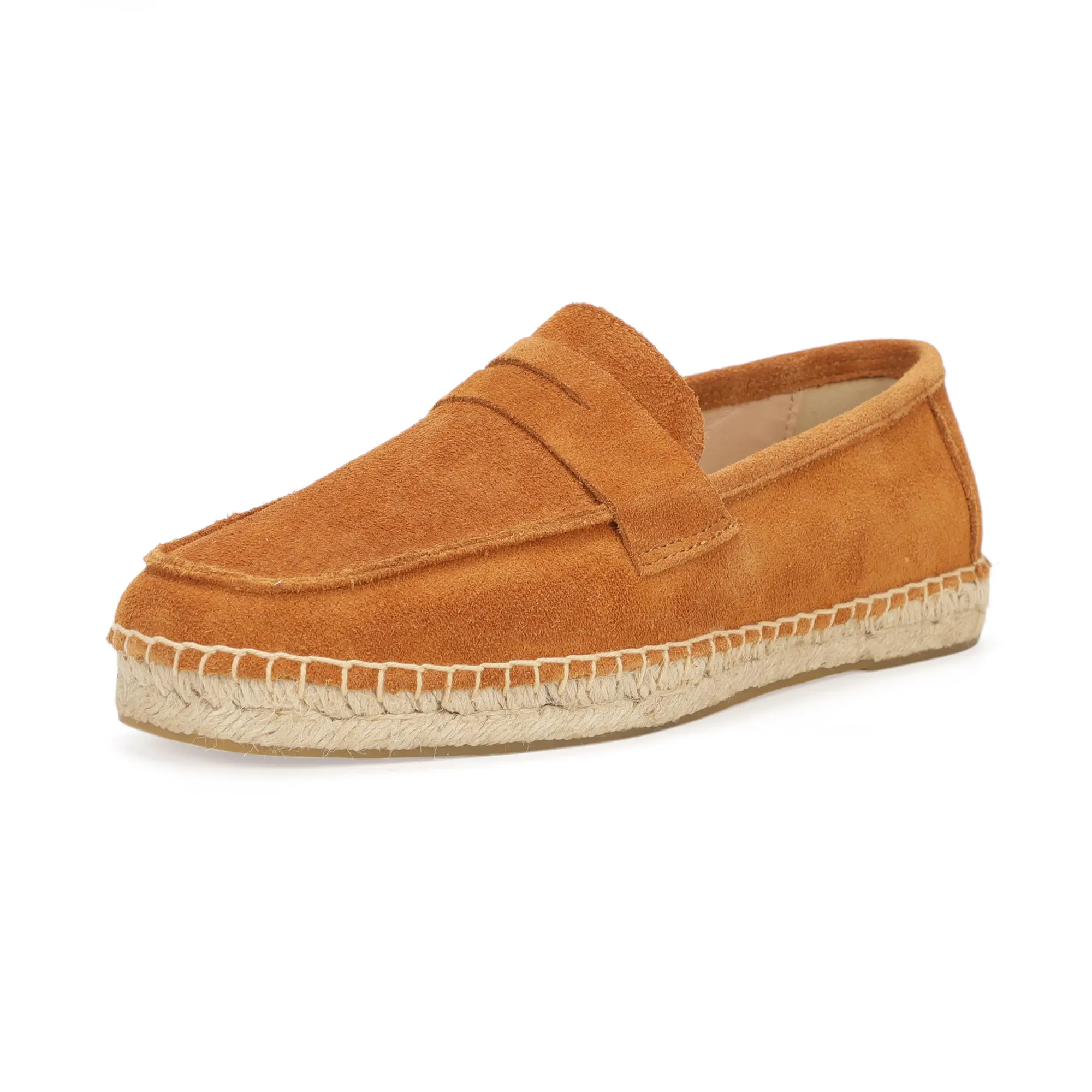 Espadrillas da uomo in iuta mocassini slip on scarpe casual in pelle scamosciata di mucca