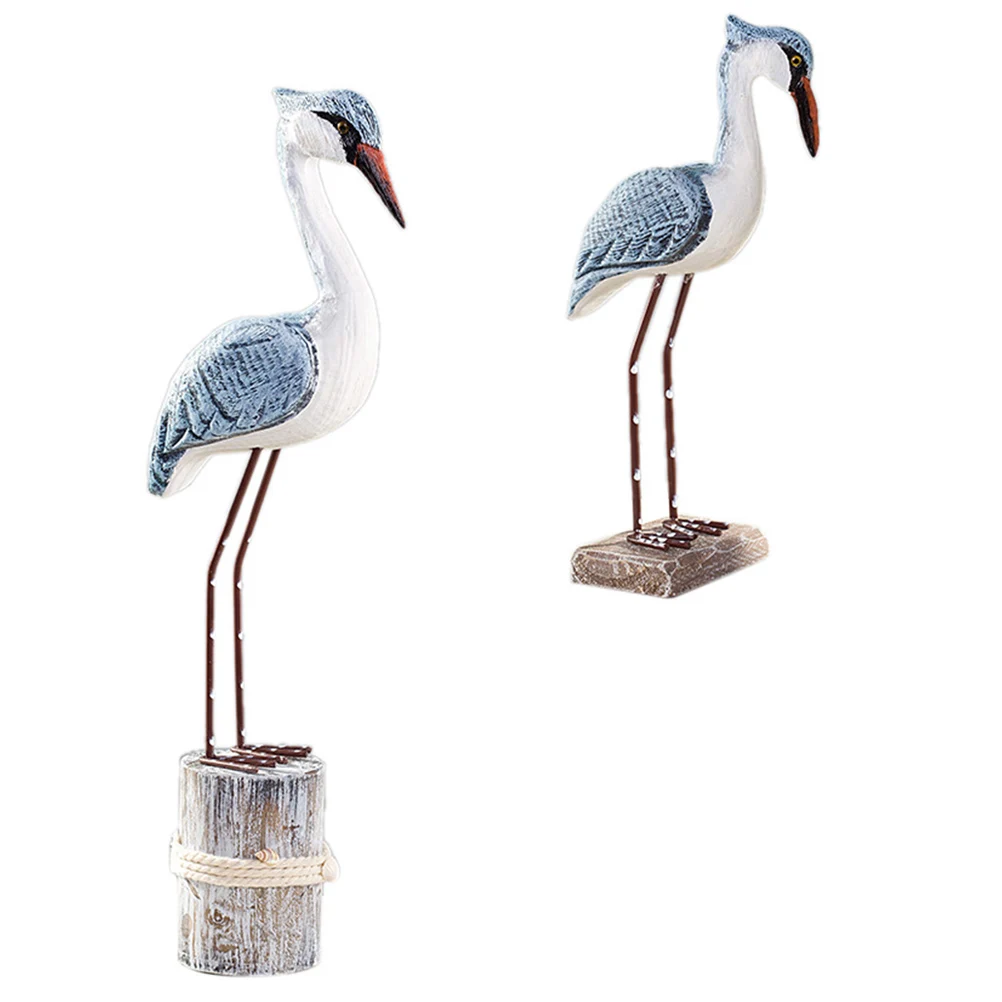 

2 pcs Sea Wooden Animal Decoration Desktop Seagull Decor For Home Office Kids Room Creative Ornament Gift