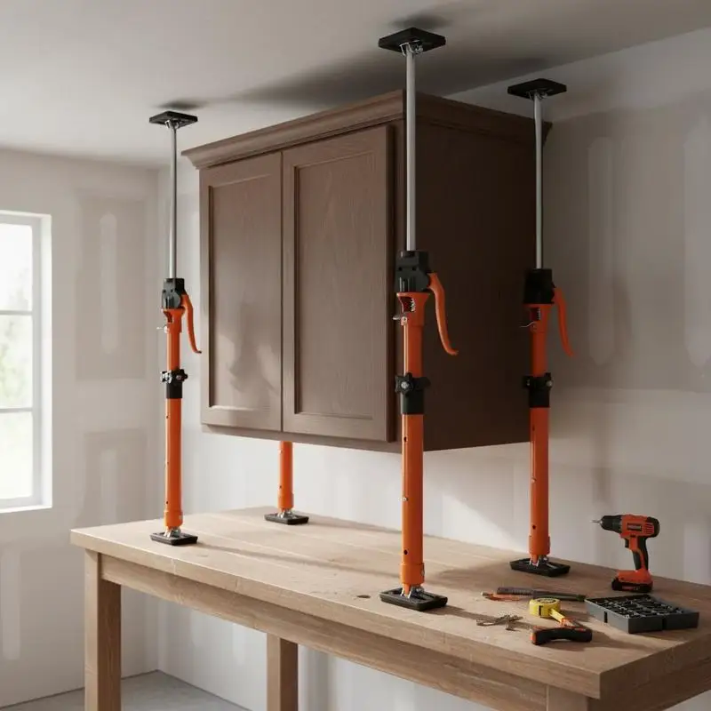 

One-handed support, 2 pcs., ceiling support 48–75cm, telescopic steel support, assembly support up to 100kg capacity for installing cabinets, lifting drywall, cargo poles