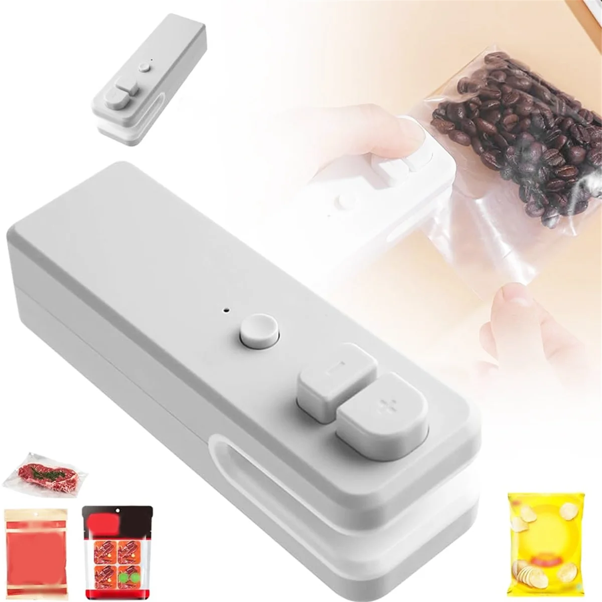 Mini Bag Sealer Heat Seal Tool 2 In1 Rechargeable Portable Handheld Vacuum Food Sealer Mini Sealing for Snacks Vegetable image 2