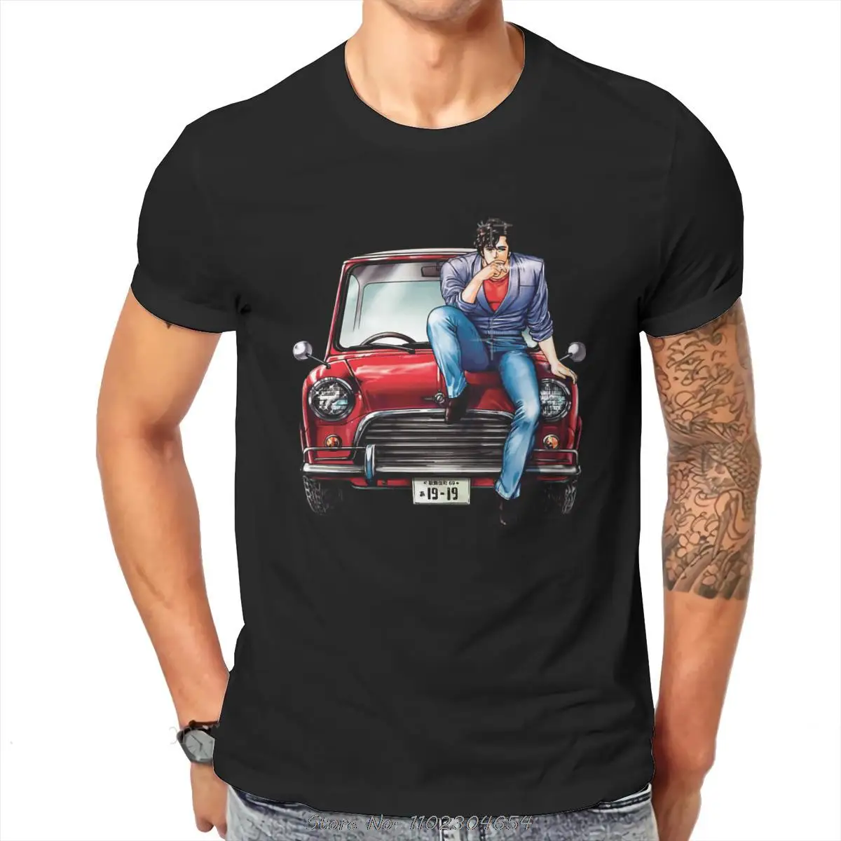 فاسق نيكي لارسون مدينة هنتر أنيمي تي شيرت مطبوع نمط تي شيرت الرجال القطن المتضخم تي شيرت Harajuku الشارع ارتداء