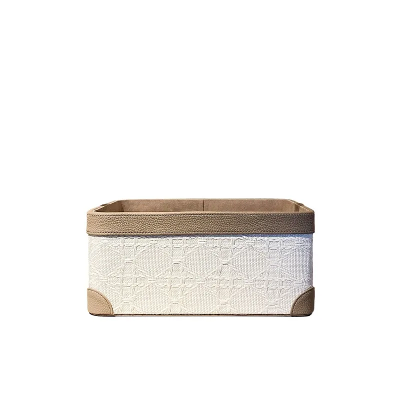 

French desktop leather storage box, high-end light luxury sundries storage box, high-end makeup brush stationery storage