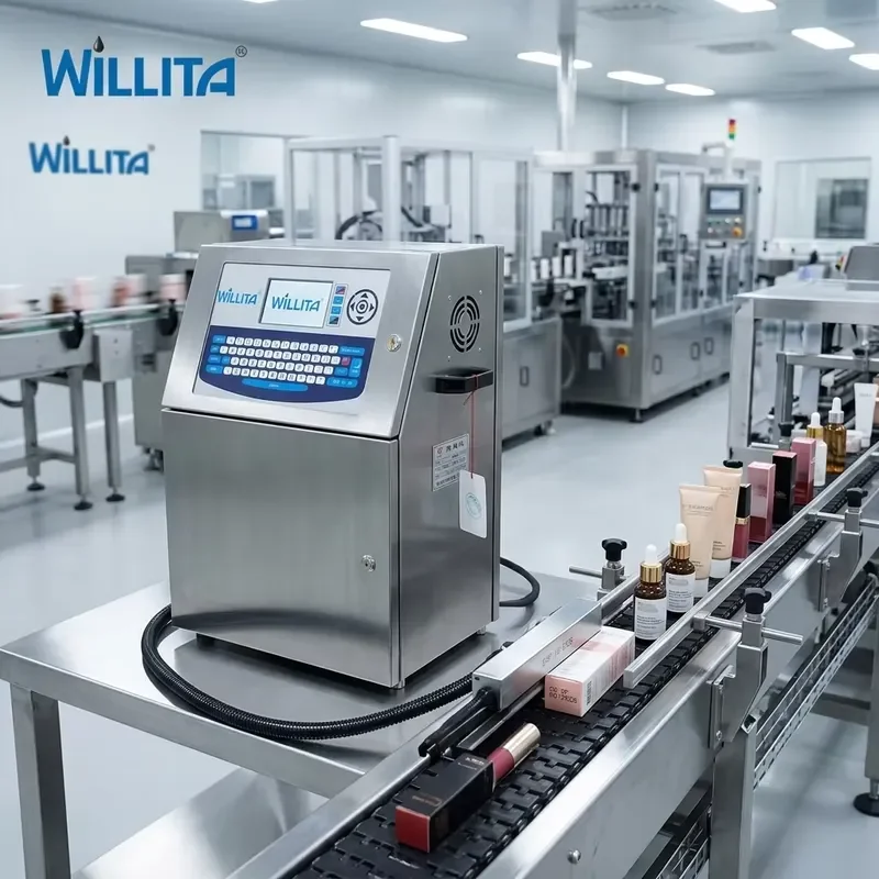 Automatic CIJ Inkjet Printer for Continuous Ink Jet Printing on Bottle Lids and Cartons Batch Date Coding Machine for
