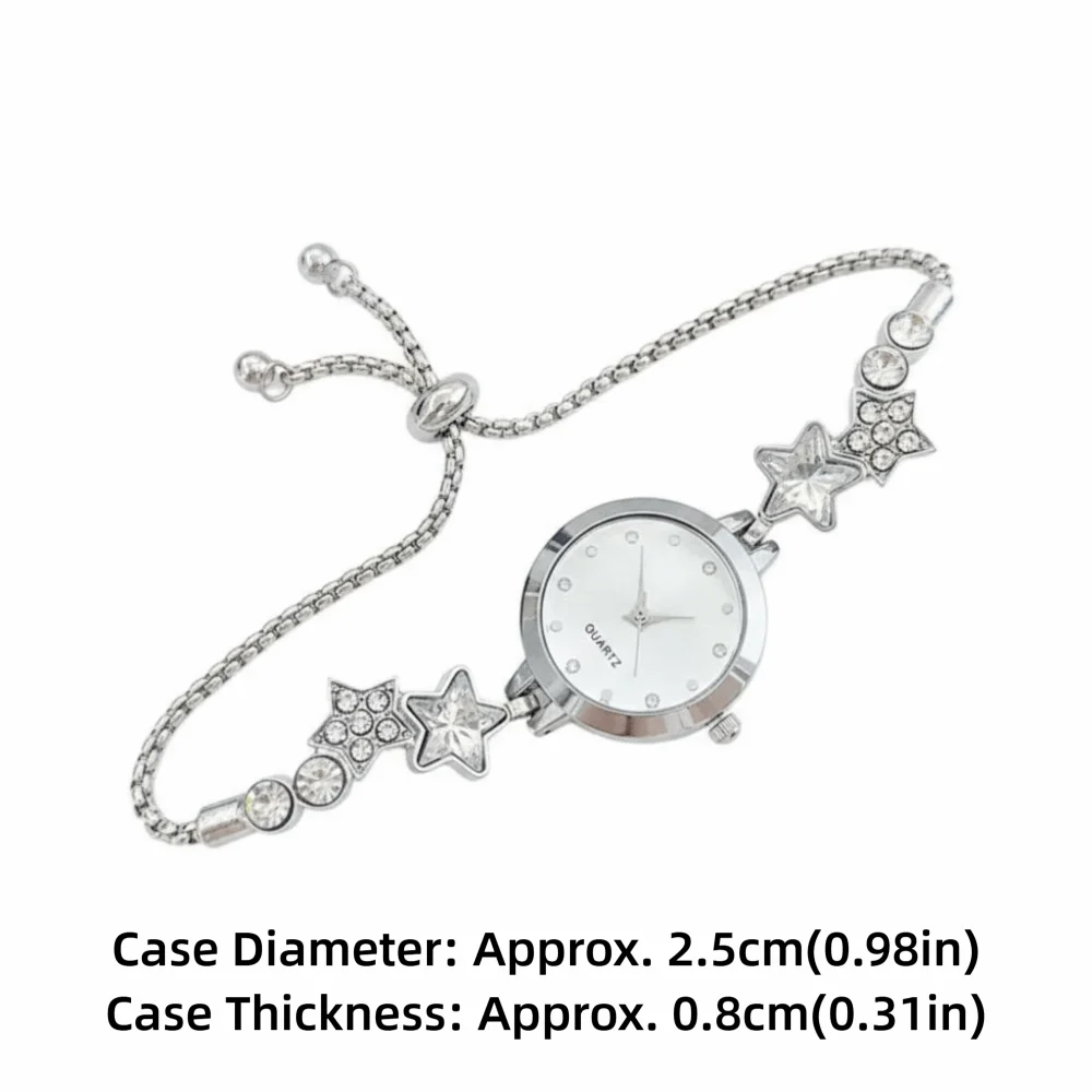 Elegant Adjustable Bracelet Watch Rhinestone Alloy Star Chain Watch Quartz Watch for Women Girls image 6
