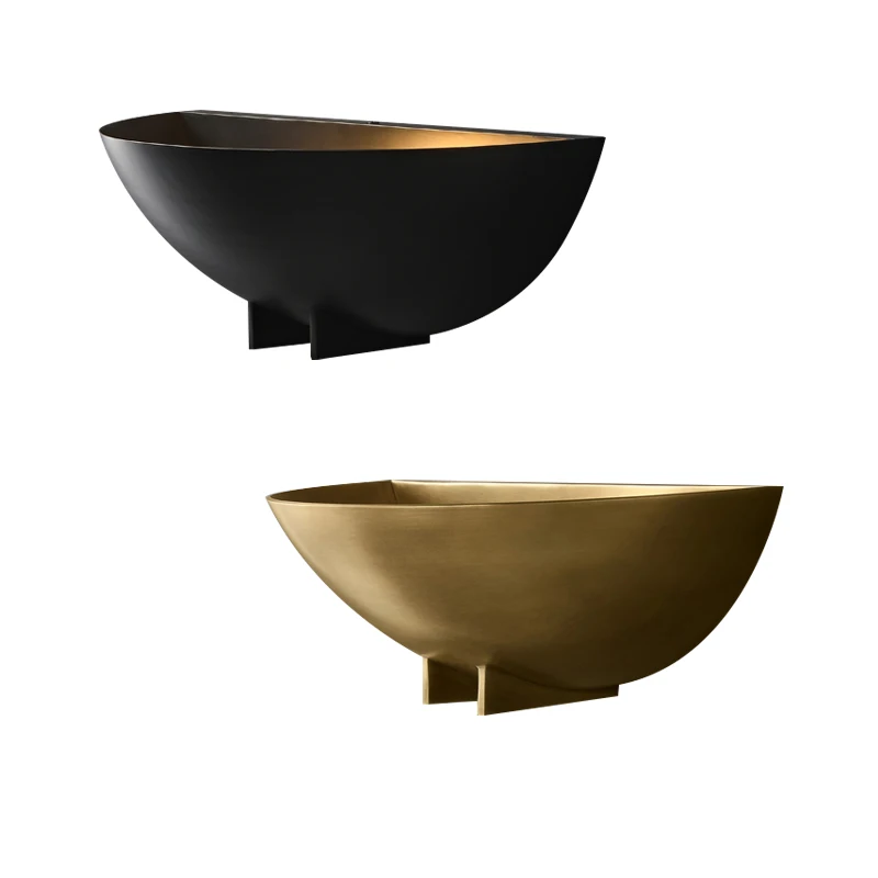 Italian Style Luxury All Copper Wall Sconce, Black Gold Creative Half Sphere Wall Mounted Light Fixture for Hallway Bedside