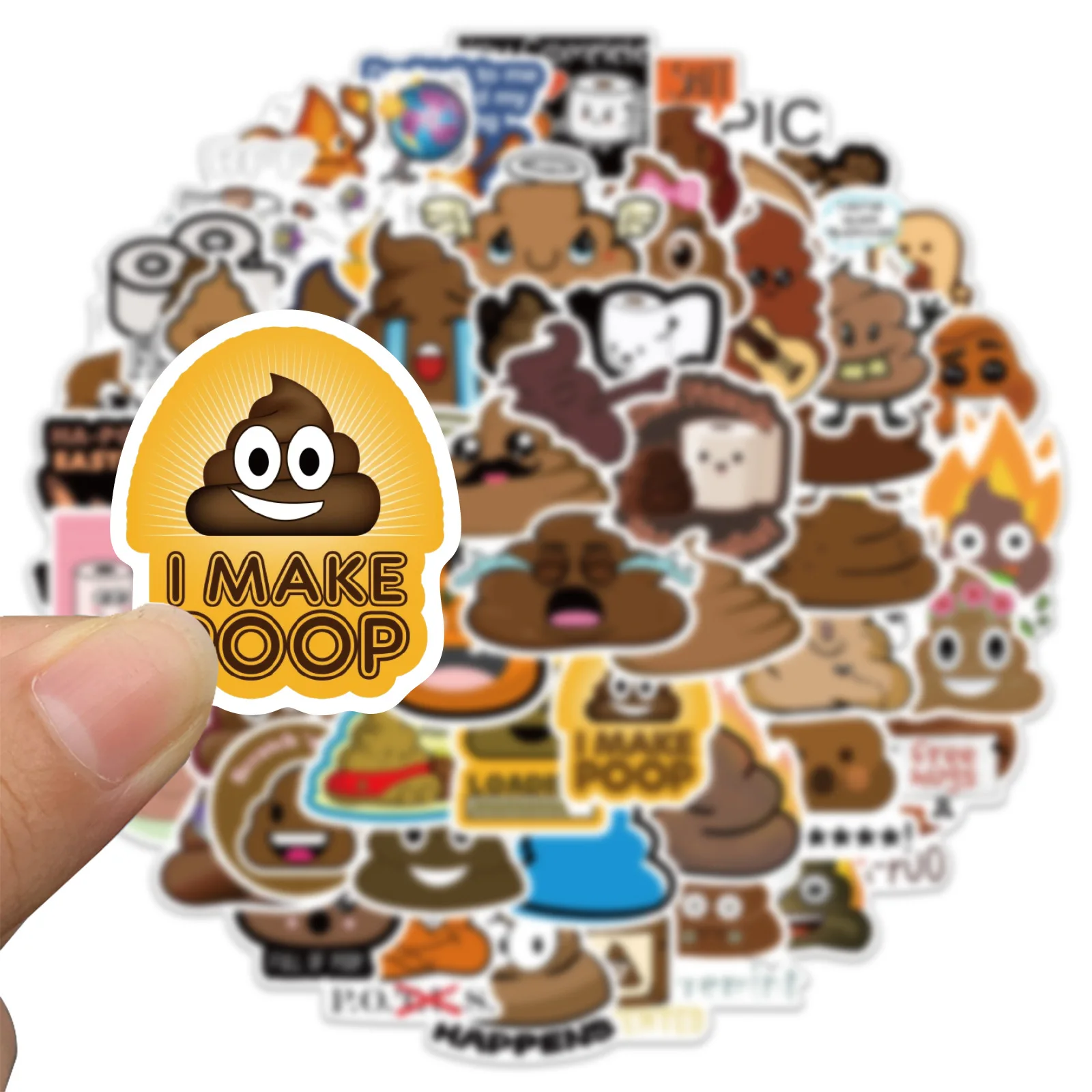 60pcs Cartoon POOP Stickers for Skateboard Suitcase Scrapbook Laptop Car Wall Graffiti Funny Sticker