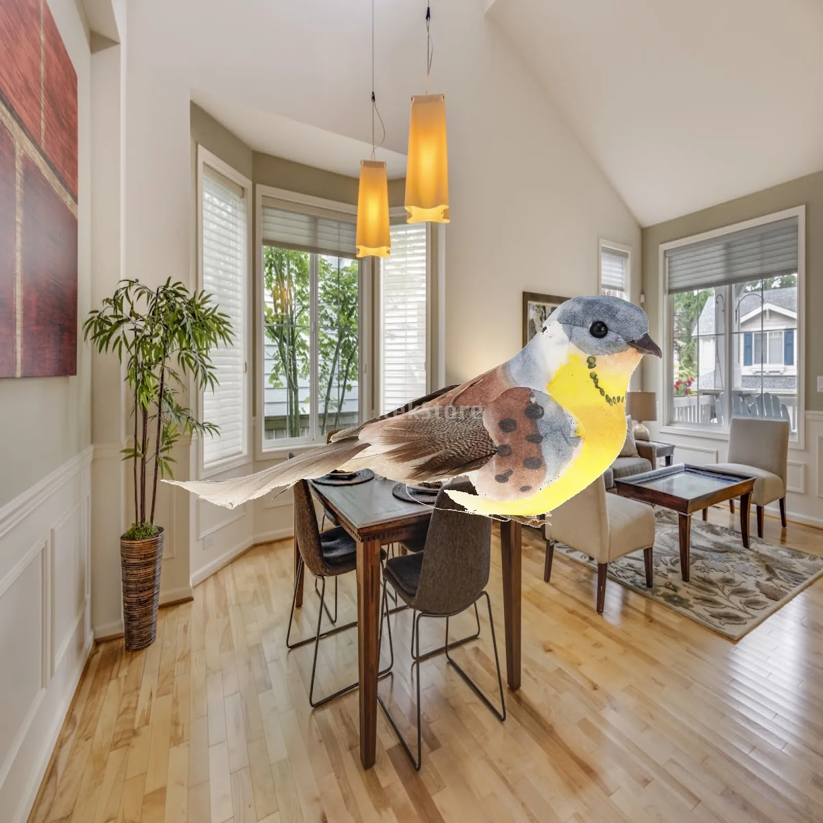 Artificial Birds Feathered Decorative Animal Ornament Garden Miniature Figure for Outdoor Decorations Home Events
