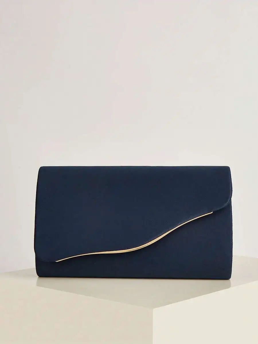 Bolso de noche para mujer, bolso de mano de terciopelo azul marino, bolso de maquillaje, bolso bandolera ligero para boda, baile, fiesta, etc.