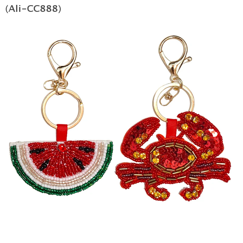 Cute Conch/Starfish/Crab/Seashell Appliques Embroidered Beaded Decals Keychains DIY Bags Charms Ocean-theme Hanging Ornament image 5
