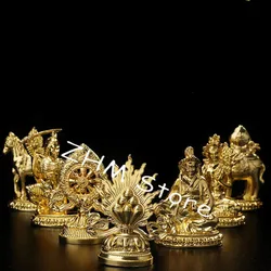 7pcs/set Gold Plating Tibetan Buddhist Supplies Seven Treasured Symbol Temple/Home/Office Putting Decorate Craft Statues