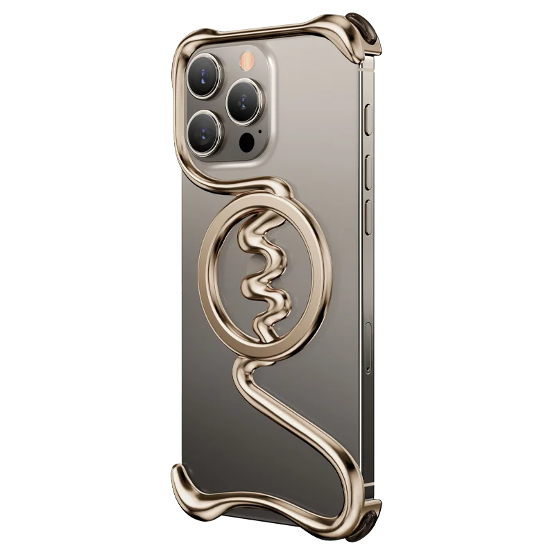 

Metal Alloy Frameless Bumper Phone For iPhone 16Pro 16 Pro Max Magnetic Minimalist Heat Dissipation Four Corner Anti Fall Case