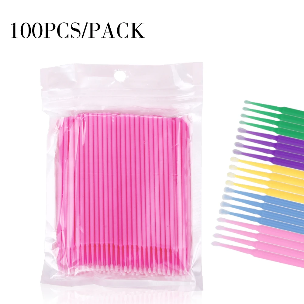 

Sdotter 100Pcs/Bag Disposable Eyelash Brush Micro Cotton Swab Individual Lashes Grafting Eyelashes Lash Removing Extension Acces