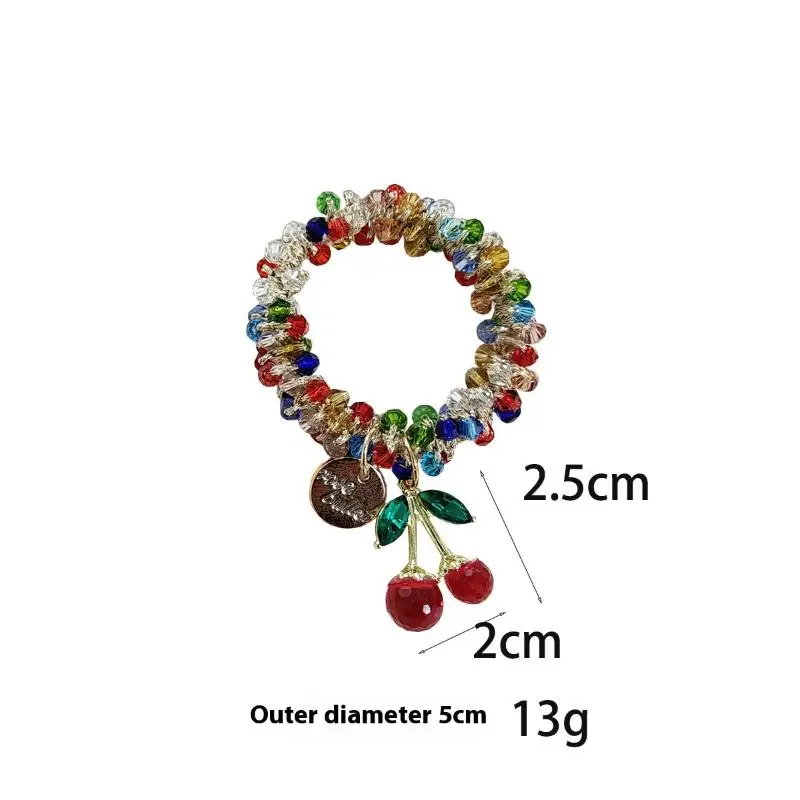 Cherry Blossom & Star Drop Rhinestone Hair Tie - Dual Use As Bracelet (Elegant Gift For Women & Best Friends)