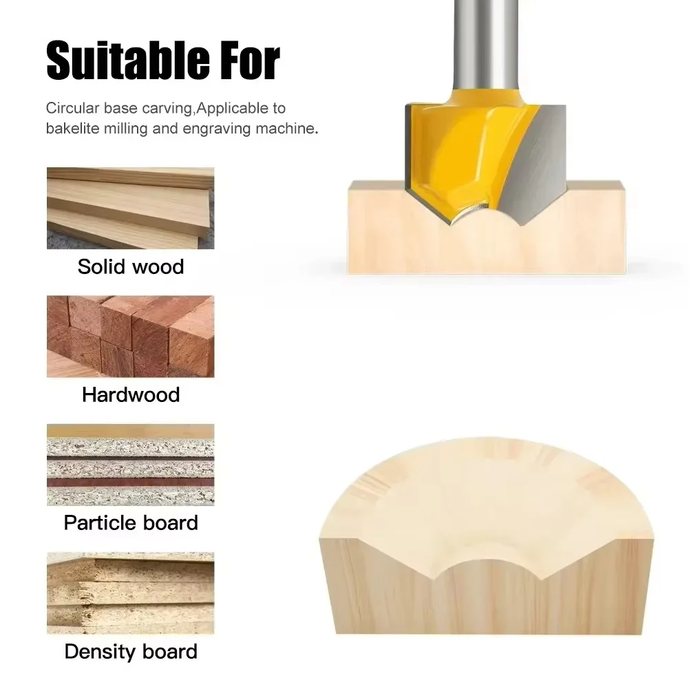 1PC 8 millimetri Gambo Fresa Intaglio del Legno di Grado Professionale Doppio Arco Sfera Bit Rotonda Sopra Punte del Router Lavorazione Del Legno incisione