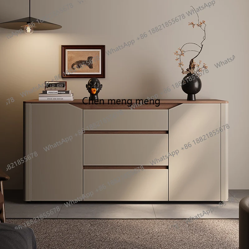 

Saddle leather storage cabinetItalian modern living room entrance dining side storage sideboard, bedside cabinet