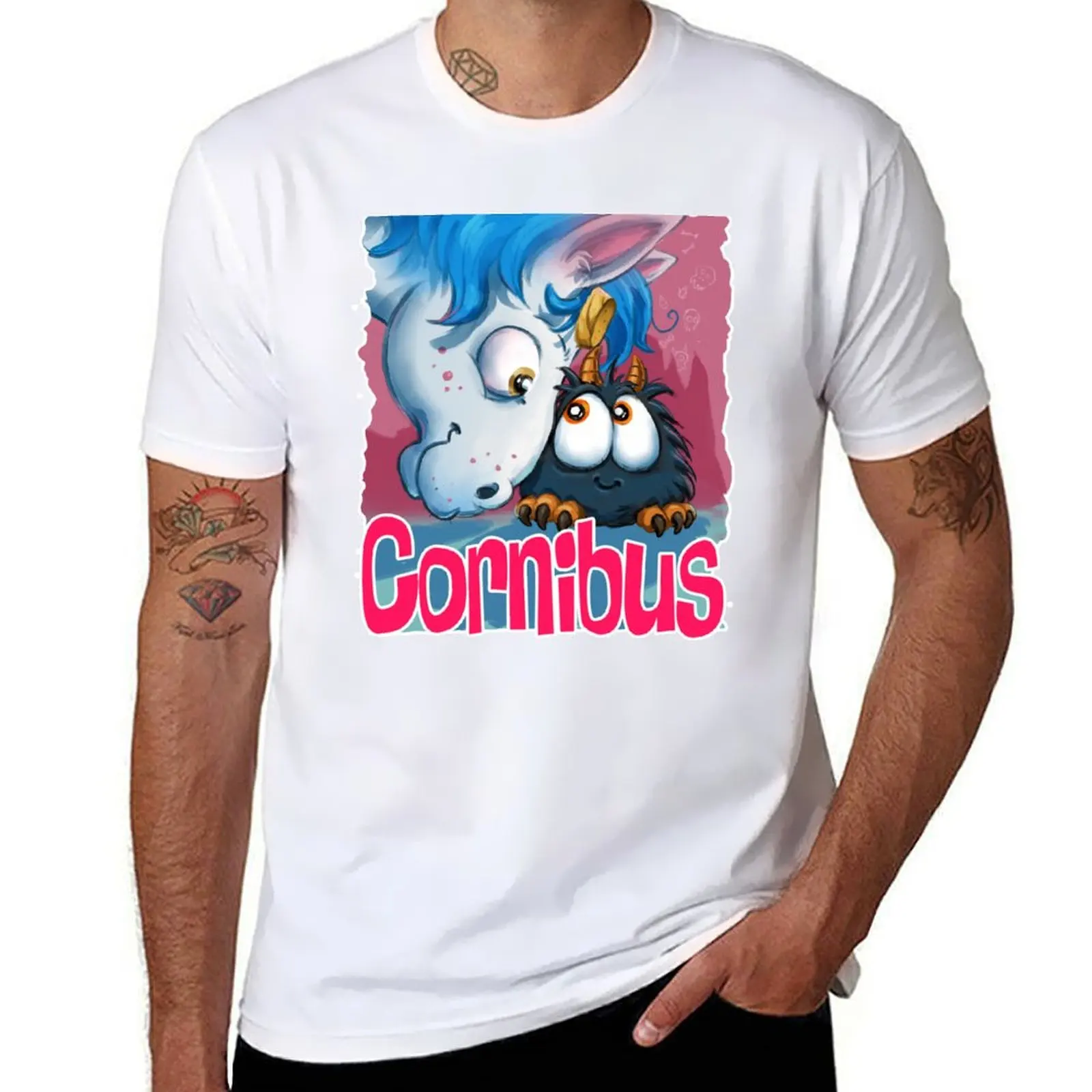 

CORNIBUS & NO HORN T-Shirt cotton t shirt man black cotton t-shirt plain for man package funny t shirts cotton T-Shirt