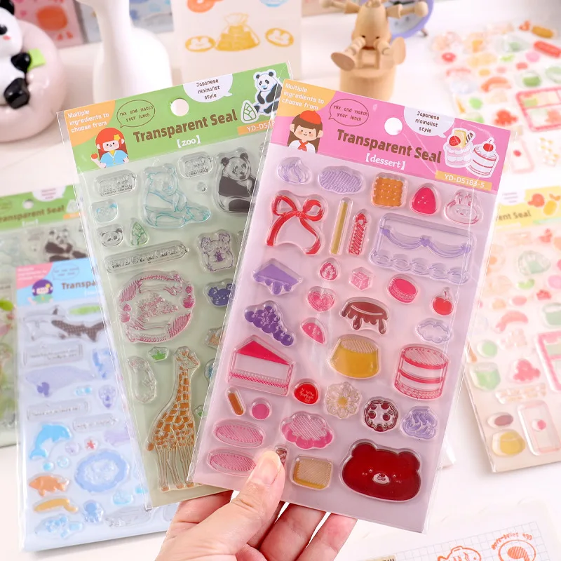 High Value Japanese Simple Seal Sticker DIY Decorative Hand Account Creative Children's Cute Seal Stamps for Scrapbooking Stamps