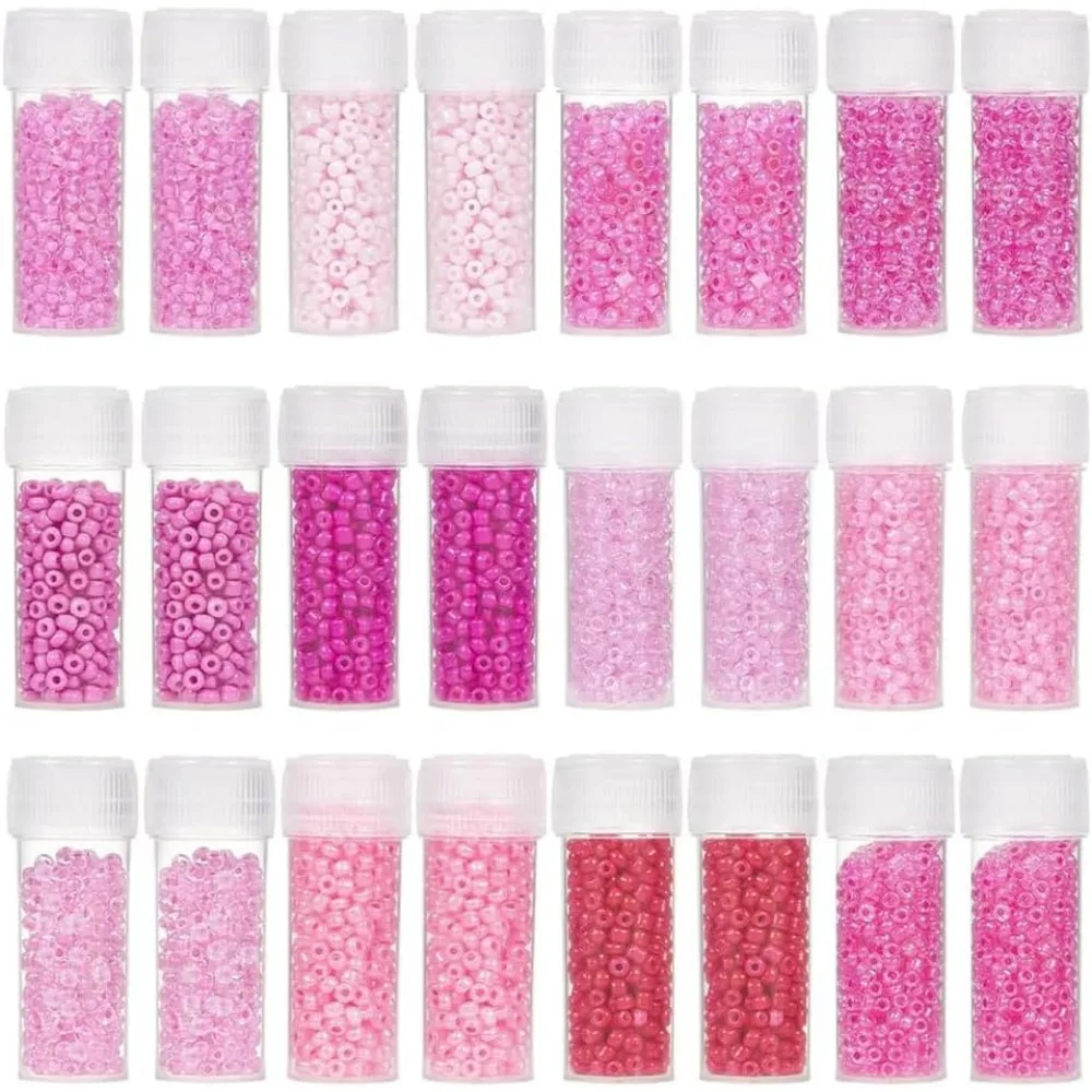 

120G 12/0 Seed Beads 2mm Small Pony Beads Pink Round Glass Seed Bead Bulk Small Glass Bead Mini Glass Loose Spacer Beads