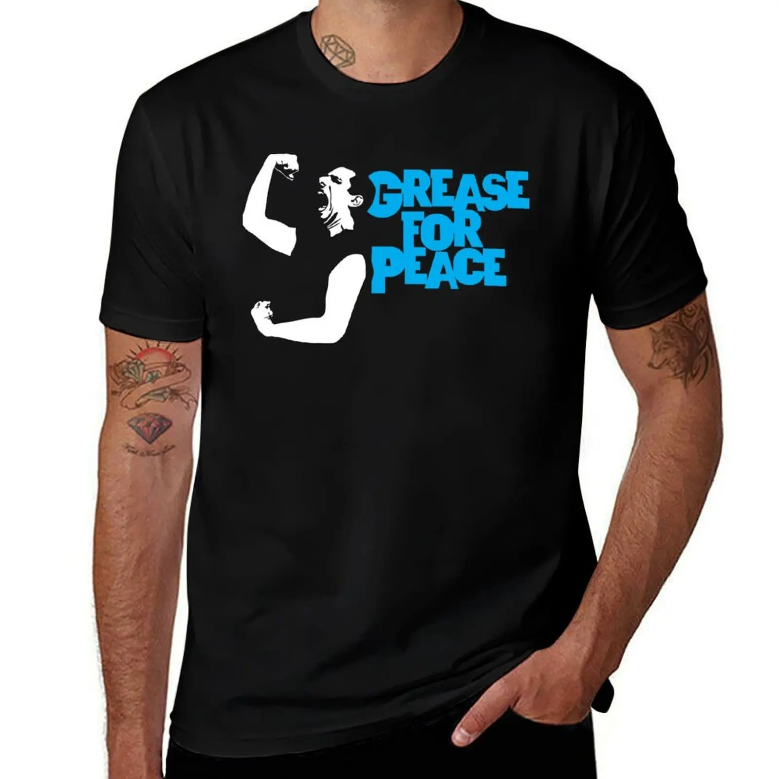 Grease for Peace T-Shirt Gym Wear Breathable Short Sleeve Tee T-Shirt