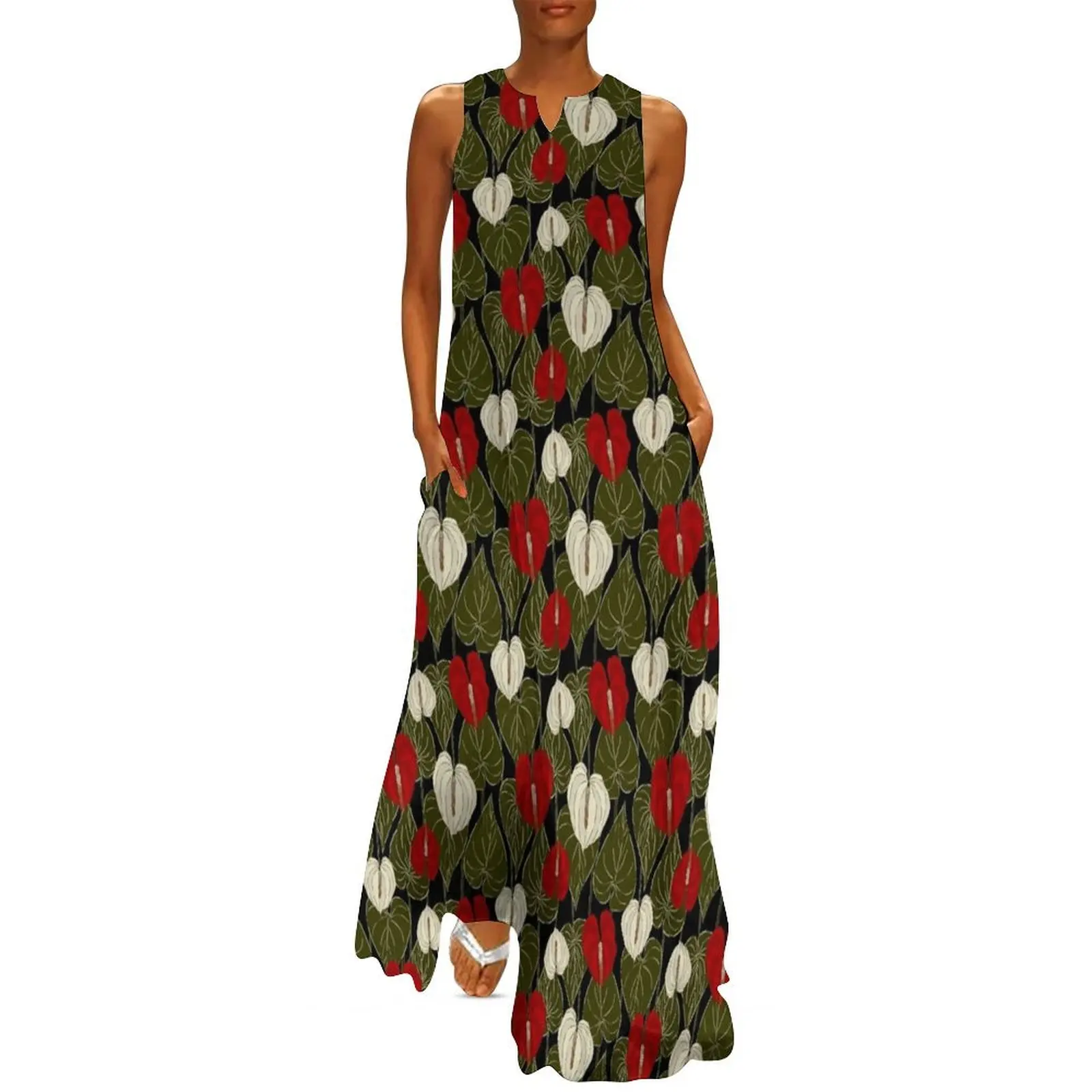 

Anthuriums Black Long Dress summer dress for women 2025 dresses for official occasions elegant party dresses for women 2025