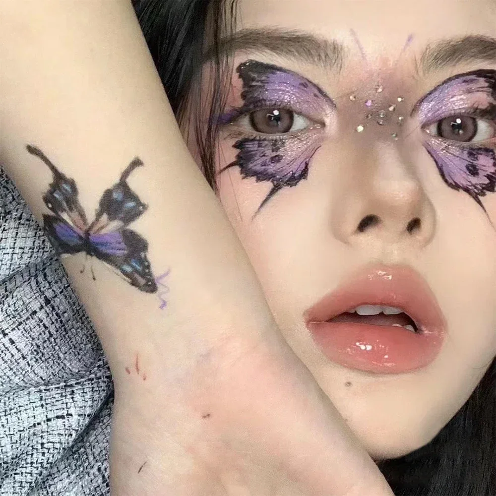 Waterproof Butterfly Temporary Tattoo Stickers 10PCS Colorful Wings Eyes Corner Art Face Stickers Stage Festivals Party Makeup