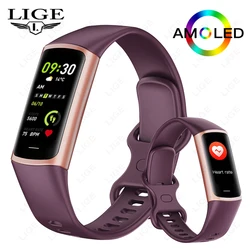 LIGE 2024 Smart Wristband Sport Fitness Heart Rate Tracker Smartwatch AMOLED Screen Waterproof Smart Bracelet For Men Women New