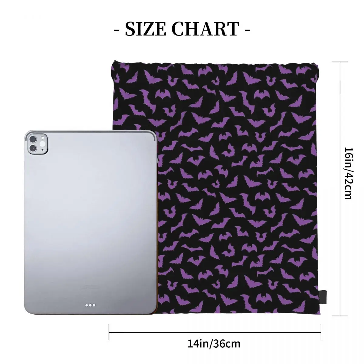 Purple Bats Pastel Goth Candy Punk Backpacks Casual Portable Drawstring Bags Shoes Bag Book Bags For Man Woman School