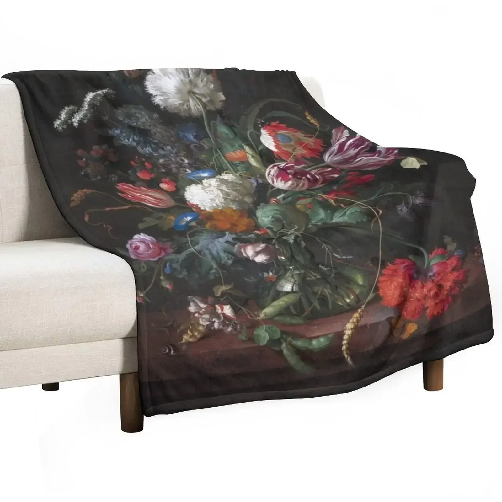 Vase of Flowers by Jan Davidsz de Heem, Dutch, 1660 Throw Blanket Luxury Designer Flannel Fabric Thermal Thin Summer Blankets