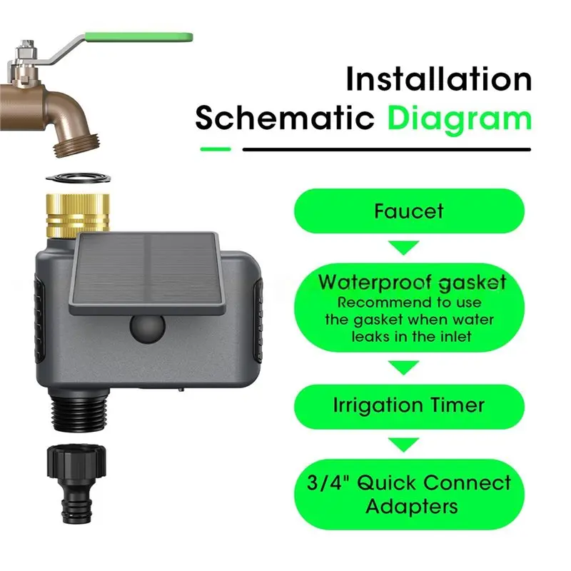 RMWIN-Tuya Wifi Solar-Powered Smart Sprinkler Timer Controller With App& Voice Control Irrigation Timing System
