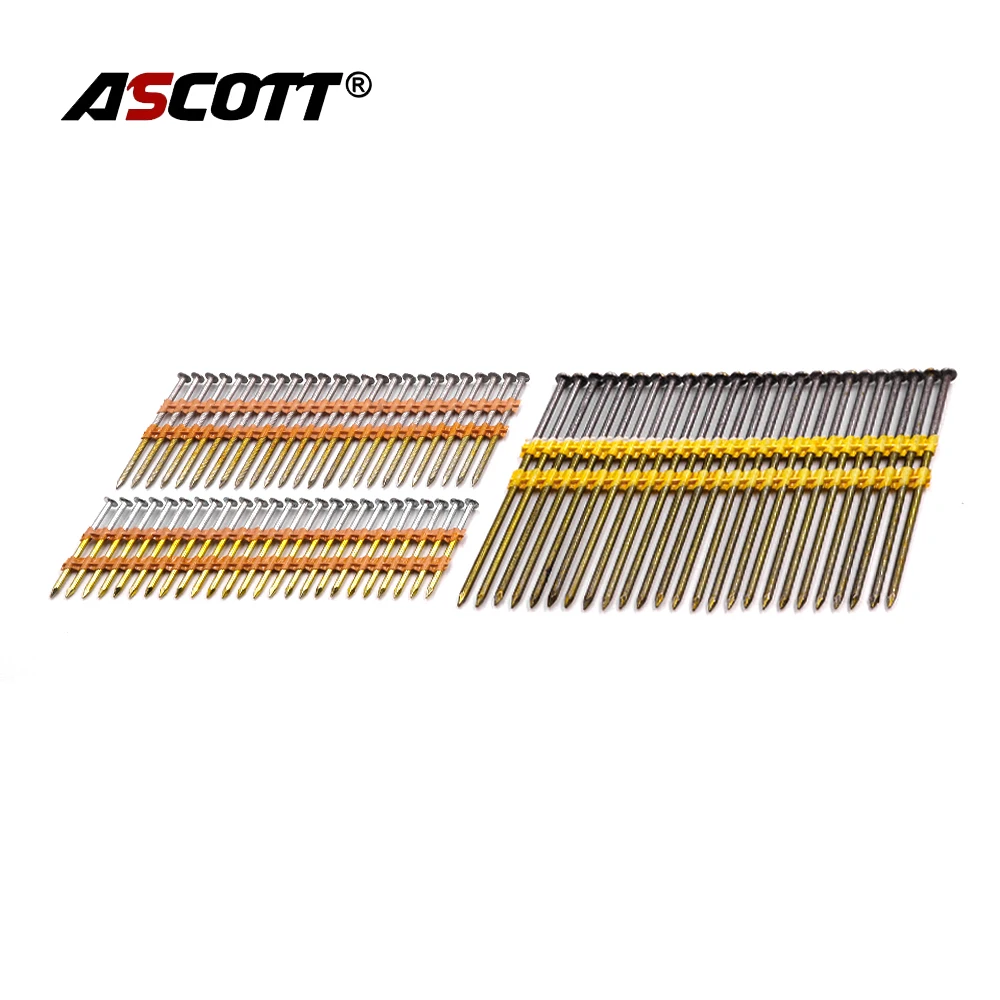 High Quality 21 Degree Galvanized Round Head Plastic Strip Framing Nails for Wood Construction Construction Industry