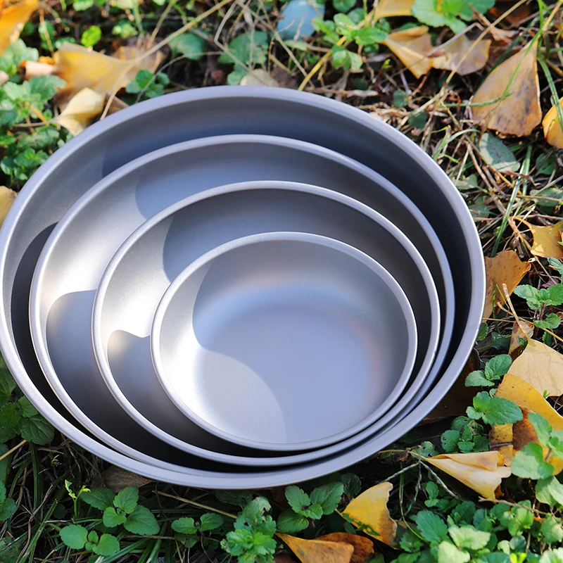 Outdoor pure titanium plate camping camping wild, portable fruit salad household snack plate
