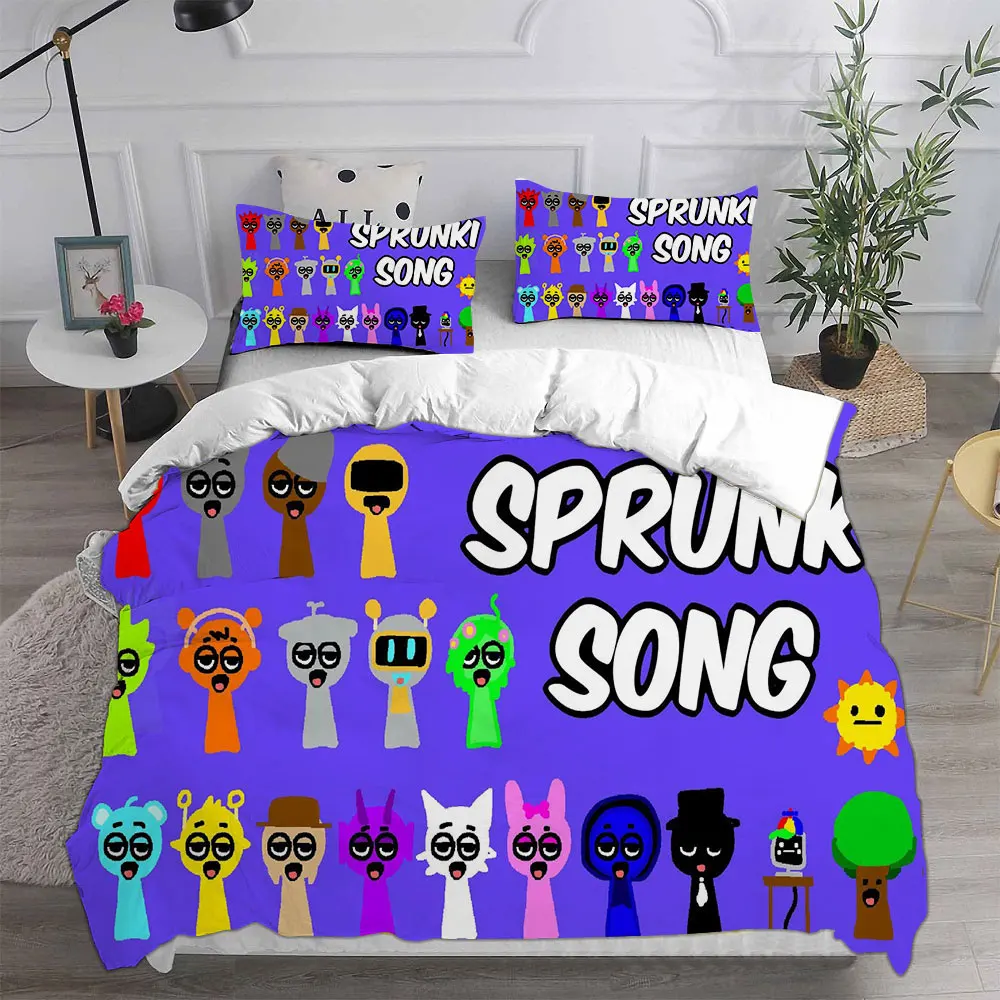 Sprunki Bedding Sets Soft Bed Cover Comforter Duvet Cover Pillow Case 2-3 Pieces Sets Teenagers Children\'s Gifts Bedroom Decor