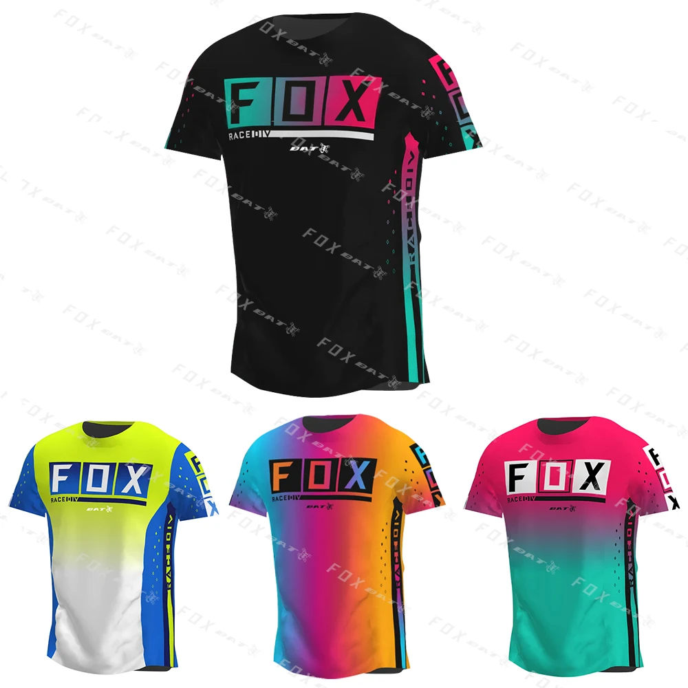 

Short Sleeves Downhill Dress Motocross Motorcycles MTB T-Shirts Bat Fox Mountain Enduro Bike Clothing Quick Drying Cycling